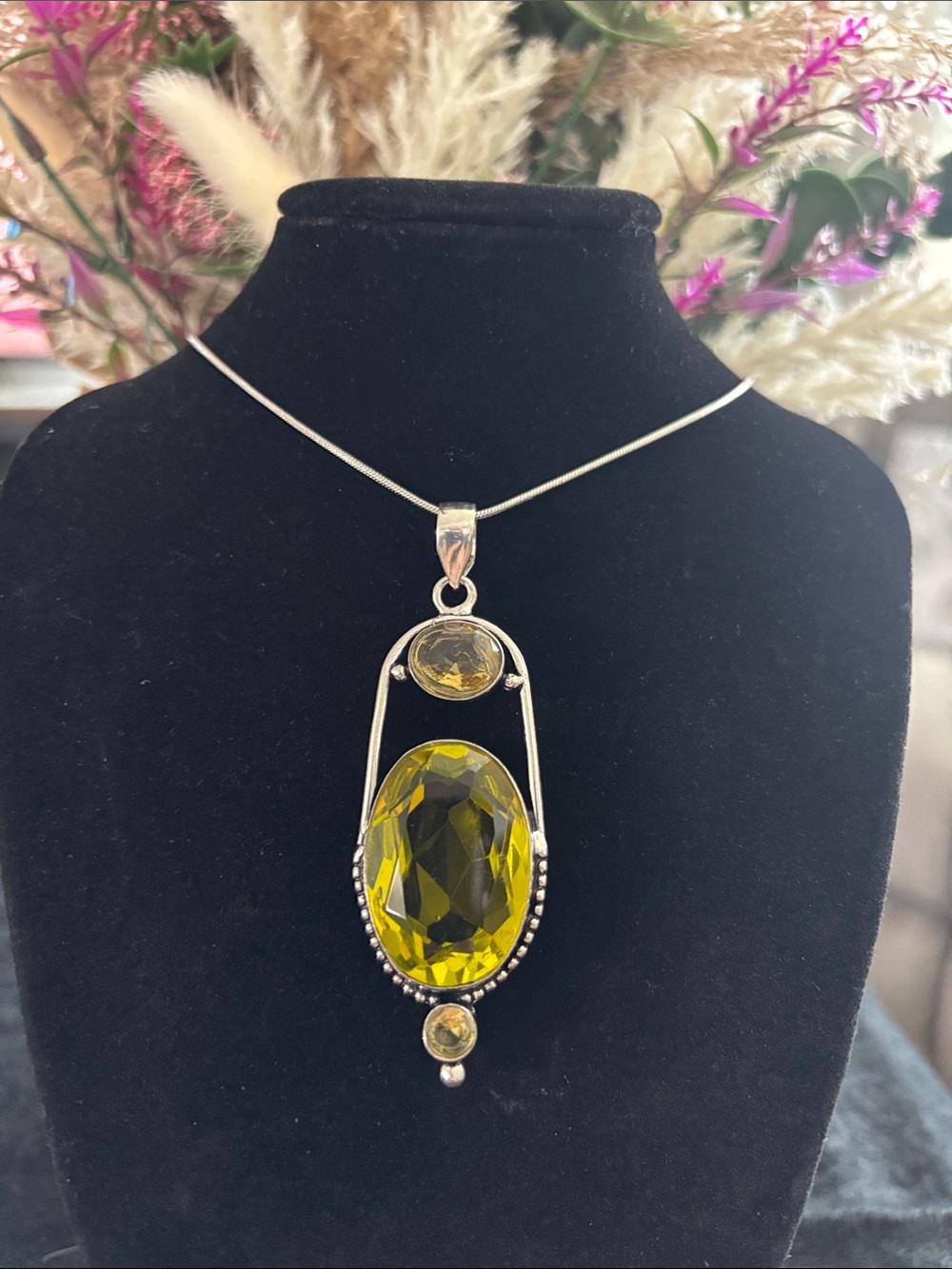Sterling Silver Lemon Topaz Citrine Gemstone Necklace